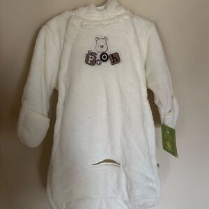 Winnie the Pooh NEW WITH TAGS White Fleece Hooded Baby Onesie Size 3Months